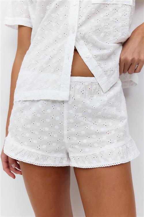 Gina Tricot - Embroidery anglaise shorts - Shorts - Hvid - XL - Dame