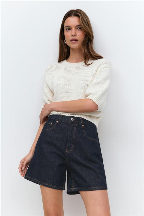 Gina Tricot - High waist denim shorts - Denim shorts - Blå - 42 - Dame