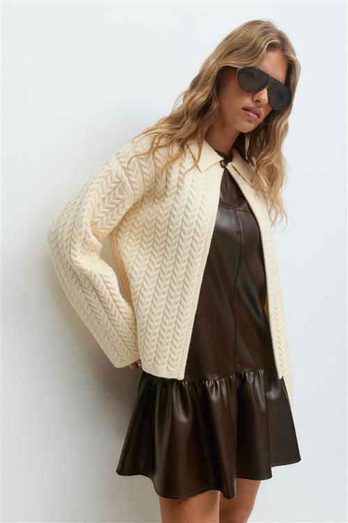 Gina Tricot - Cable knitted cardigan - Cardigans - Hvid - S - Dame