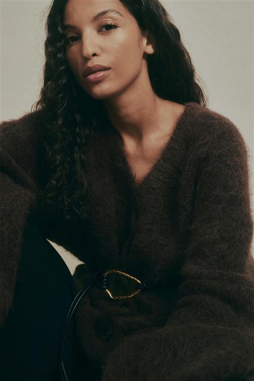 Gina Tricot - Alpaca blend knitted cardigan - Cardigans - Brun - XS - Dame