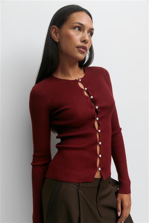 Gina Tricot - Knitted top - Langærmede toppe - Rød - L - Dame