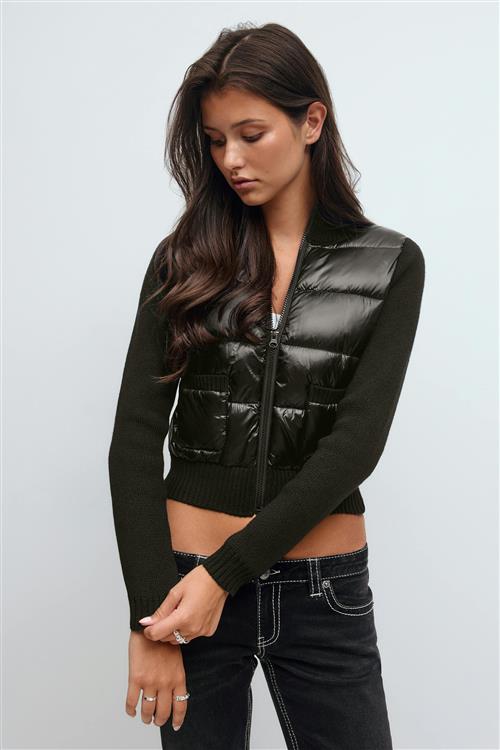 Gina Tricot - 14+ rib puffer jacket - jakke - Sort - XXS - Dame