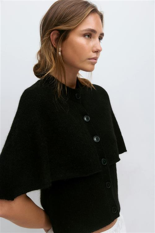 Gina Tricot - Knitted cape cardigan - Cardigans - Sort - M - Dame