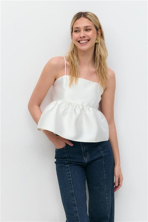 Gina Tricot - Shiny peplum top - Toppe uden ærmer - Hvid - L - Dame