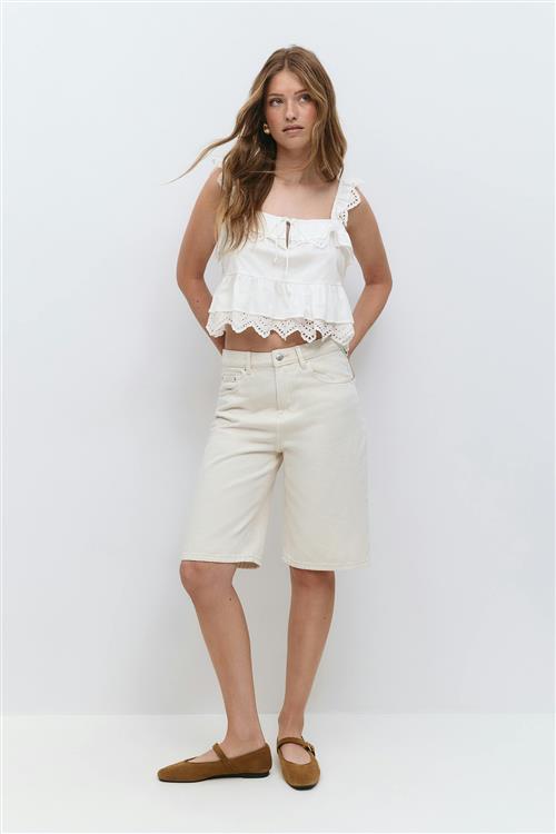 Gina Tricot - Frill top - Toppe uden ærmer - Hvid - S - Dame