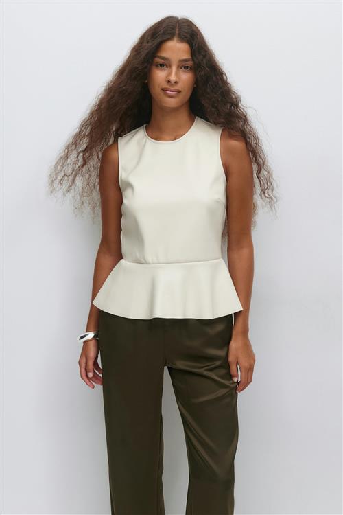 Gina Tricot - Pu peplum top - peplum toppe - Hvid - XL - Dame