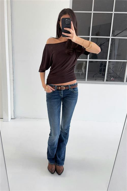 Gina Tricot - Sparkle low flare jeans - Jeans - Blå - S - Dame