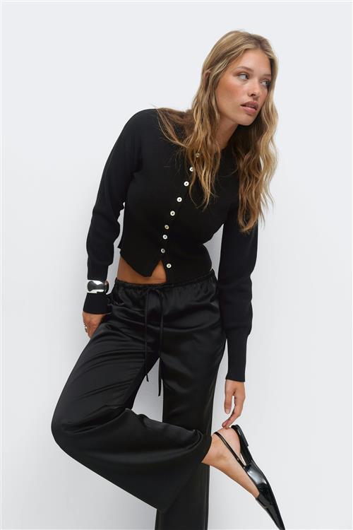 Gina Tricot - Knitted loungewear cardigan - Cardigans - Sort - L - Dame