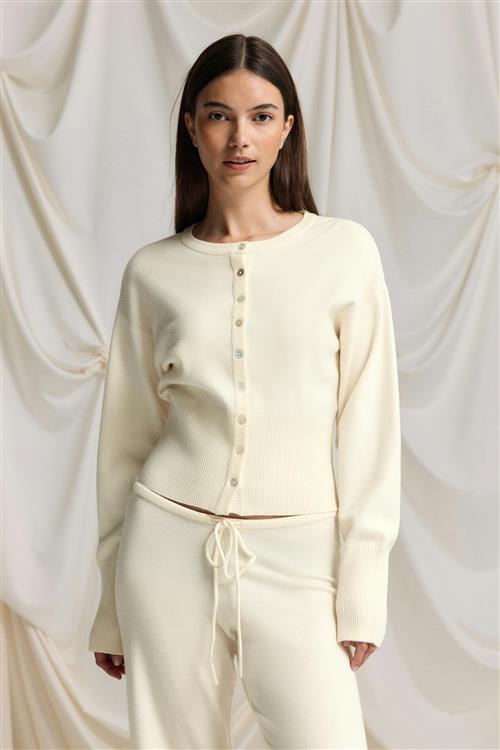 Gina Tricot - Knitted loungewear cardigan - Cardigans - Hvid - M - Dame