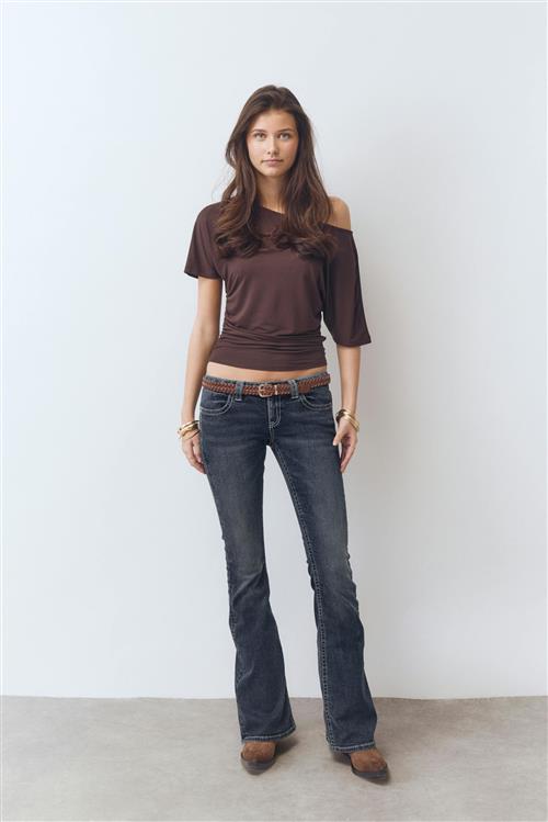 Gina Tricot - 14+ sparkle flare jeans tall - young-14 - Blå - S - Dame