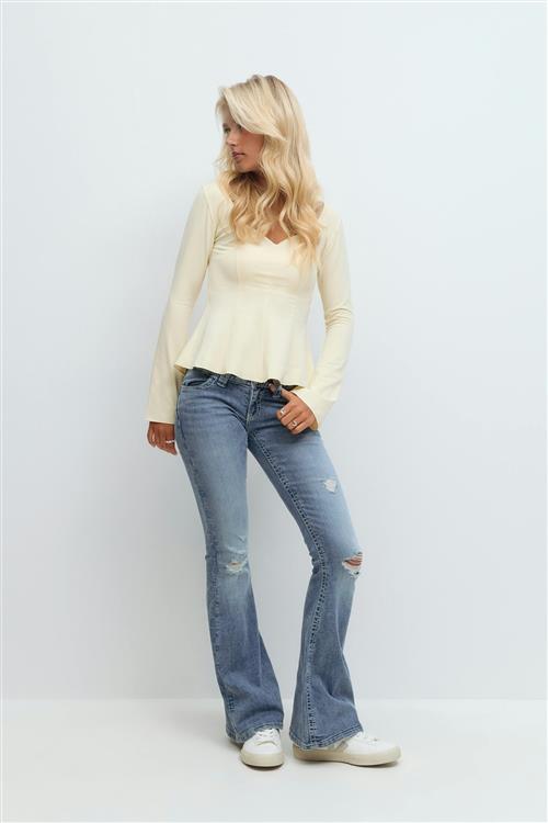 Gina Tricot - Sparkle low flare jeans - Jeans - Blå - XS - Dame