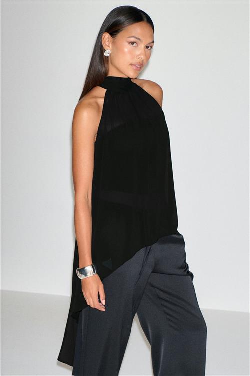 Gina Tricot - Halterneck tunic top - Halterneck-toppe - Sort - S - Dame