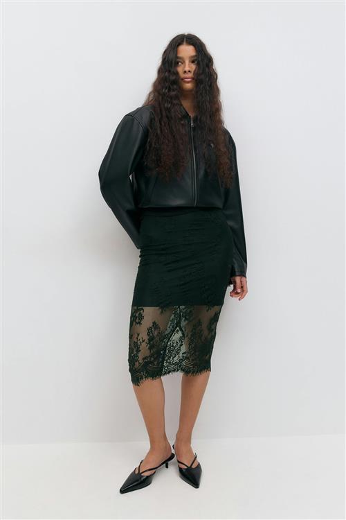 Gina Tricot - Lace midi skirt - Festnederdele - Sort - L - Dame