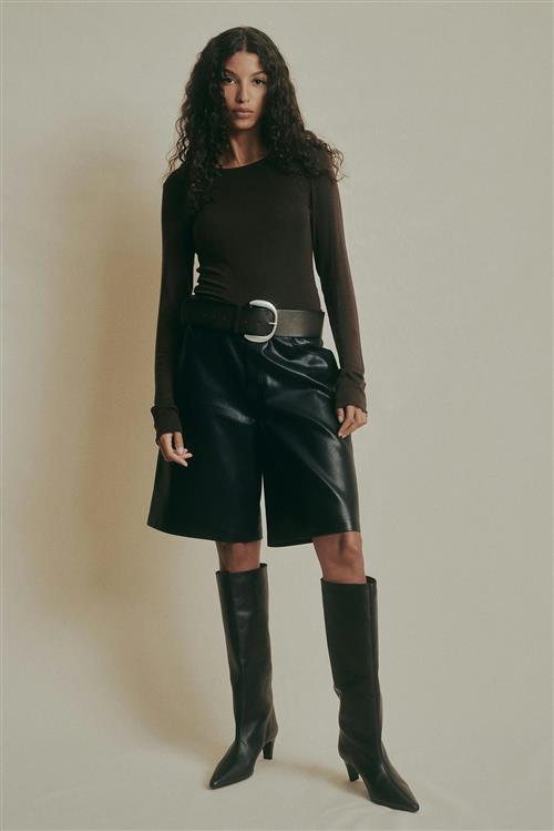 Gina Tricot - Premium long sleeve top - Langærmede toppe - Brun - XS - Dame