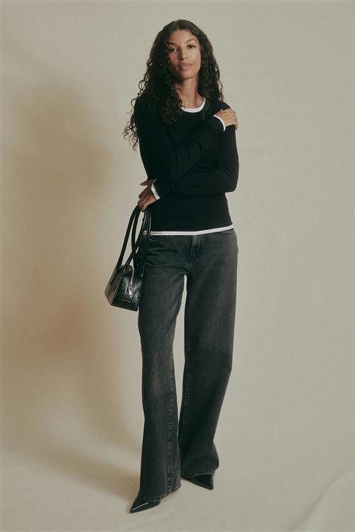 Gina Tricot - Premium long sleeve top - Langærmede toppe - Sort - M - Dame