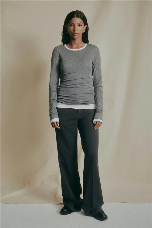 Gina Tricot - Premium long sleeve top - Langærmede toppe - Grå - XS - Dame