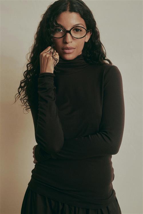 Gina Tricot - Premium polo top - Rullekravetrøjer - Brun - L - Dame