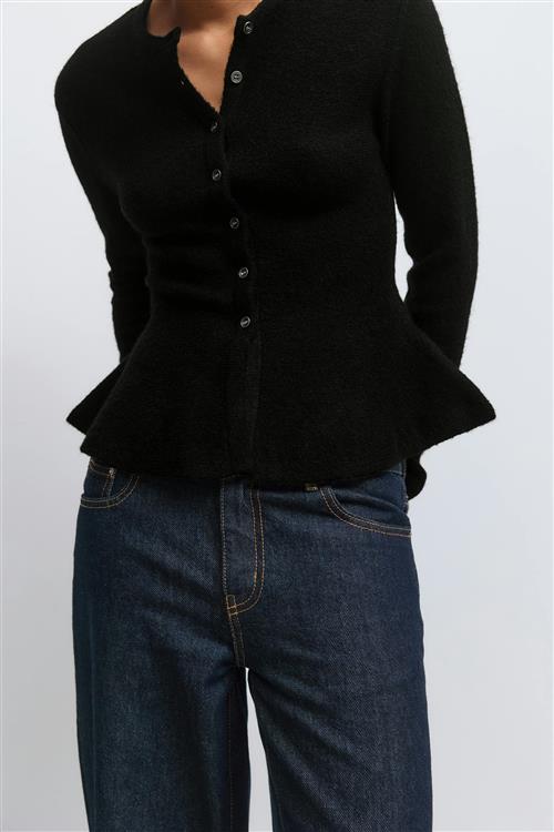 Gina Tricot - Knitted peplum cardigan - Cardigans - Sort - S - Dame