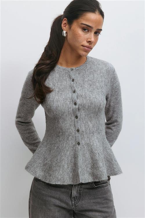 Gina Tricot - Knitted peplum cardigan - Cardigans - Grå - M - Dame
