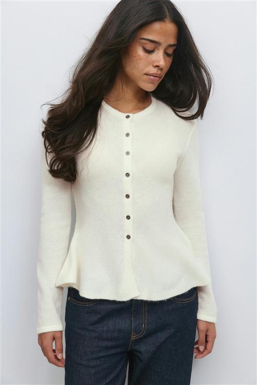 Gina Tricot - Knitted peplum cardigan - Cardigans - Hvid - M - Dame