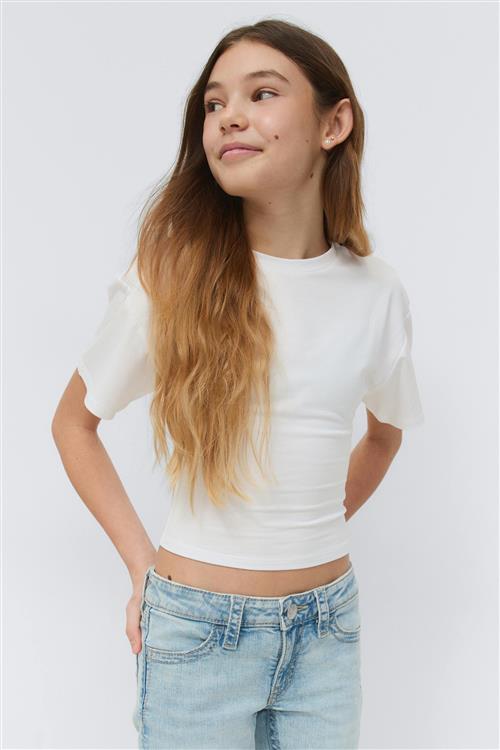 Gina Tricot - Y fitted tee - Toppe - Hvid - 158/164 - Pige