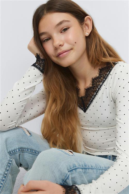 Gina Tricot - Y lace top - overdele - Hvid - 146/152 - Pige