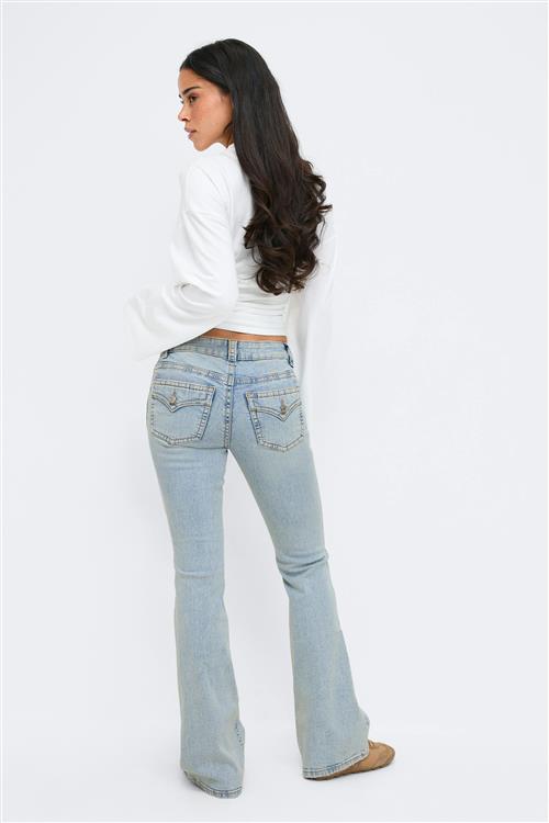 Gina Tricot - Y2k low bootcut jeans - Low waist jeans - Blå - 34 - Dame