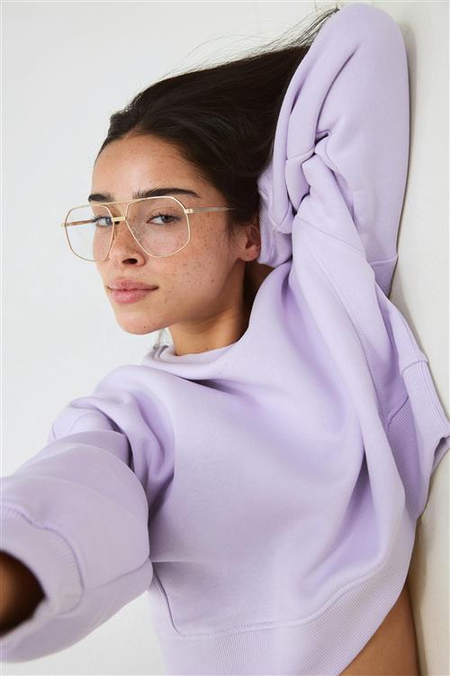 Gina Tricot - Crop crewneck sweater - Collegetrøjer - Lilla - S - Dame