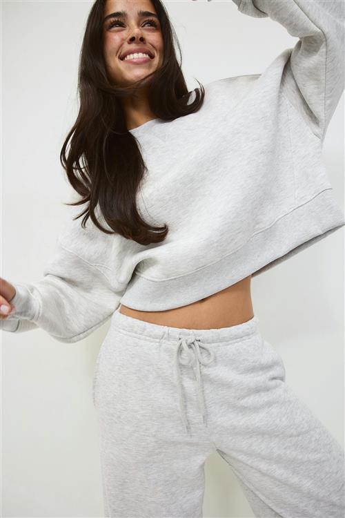 Gina Tricot - Crop crewneck sweater - Trøjer - Grå - S - Dame