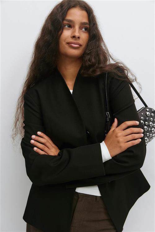 Gina Tricot - Shaped high neck blazer - figursyede blazere - Sort - S - Dame