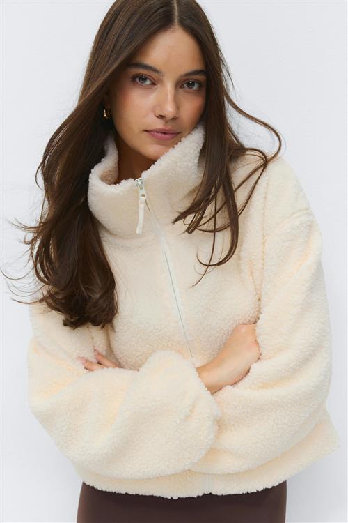 Gina Tricot - Sport fleece jacket - teddy jakker - Hvid - L - Dame