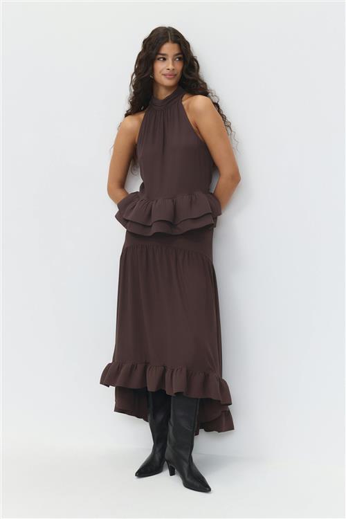 Gina Tricot - Flounce skirt - lange nederdele - Brun - M - Dame