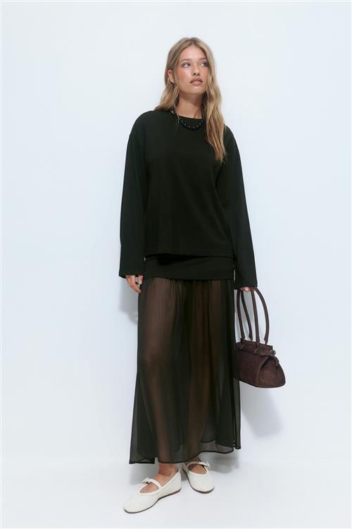 Gina Tricot - Pleated maxi skirt - lange nederdele - Sort - L - Dame