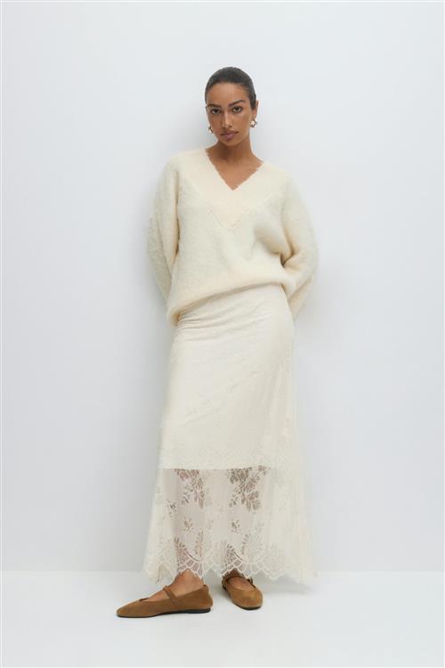 Gina Tricot - Lace skirt - lange nederdele - Hvid - XL - Dame