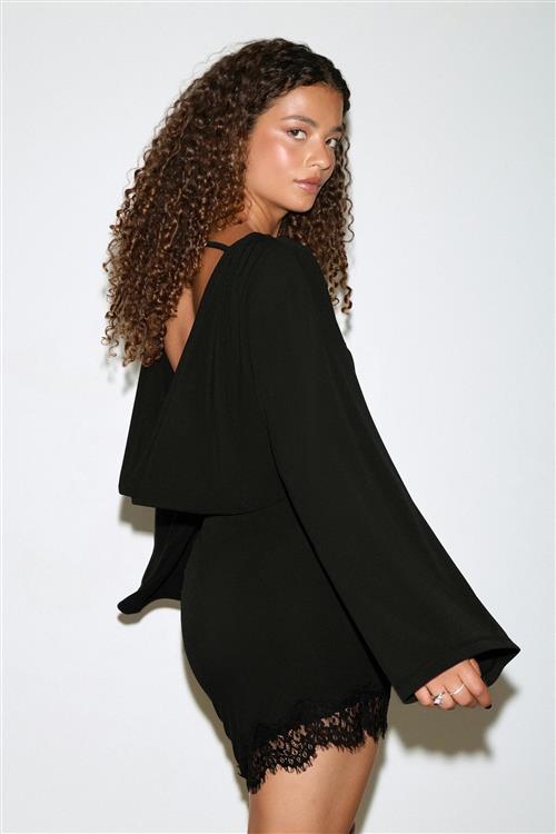 Gina Tricot - Asymmetric lace mini dress - blondekjoler - Sort - S - Dame