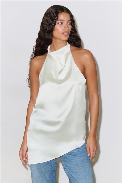 Gina Tricot - Halterneck tunic top - Halterneck-toppe - Hvid - 36 - Dame