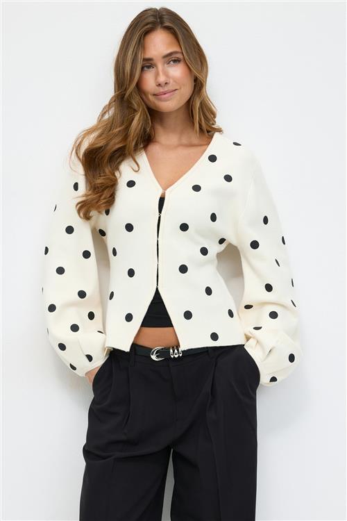 Gina Tricot - Jacquard knitted cardigan - Cardigans - Hvid - XL - Dame