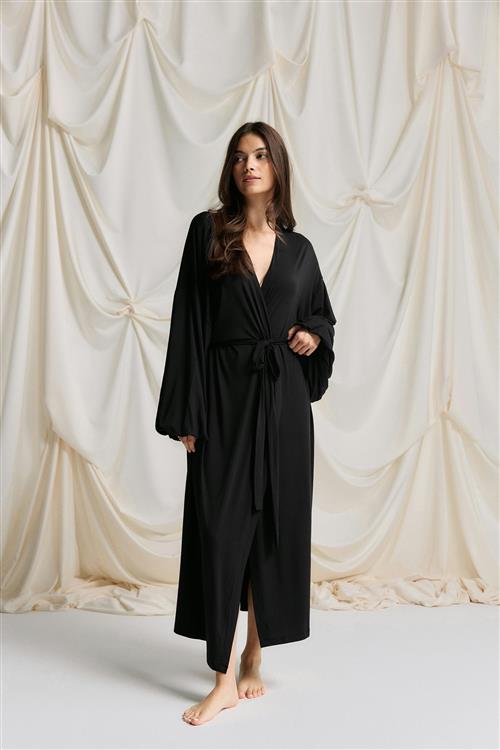 Gina Tricot - Balloon sleeve loungewear robe - morgenkåber - Sort - S - Dame