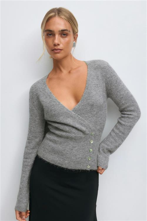 Gina Tricot - Alpaca blend knitted top - Striktrøjer - Grå - XL - Dame