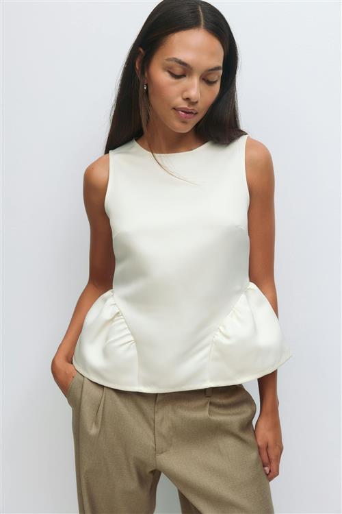 Gina Tricot - Peplum top - peplum toppe - Hvid - S - Dame