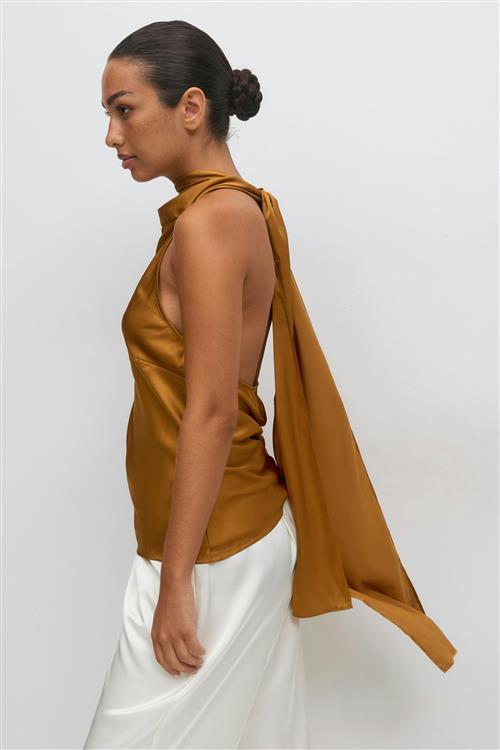 Gina Tricot - Halterneck blouse - Halterneck-toppe - Orange - 40 - Dame