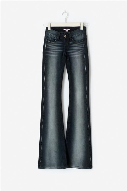 Gina Tricot - 14+ low rhinestone jeans tall - tall jeans - Blå - S - Dame