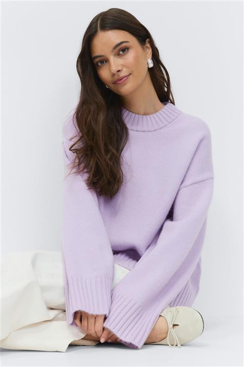 Gina Tricot - Crew neck knitted sweater - Striktrøjer - Lilla - XL - Dame