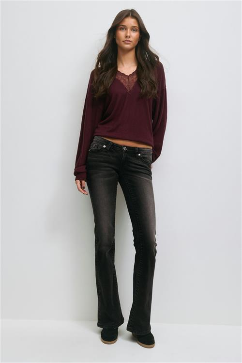 Gina Tricot - 14+ hip hug flare jeans - Jeans - Sort - M - Dame