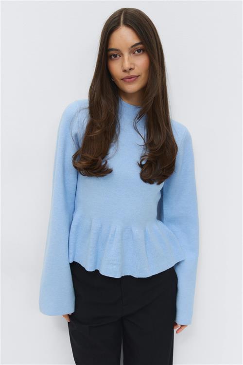 Gina Tricot - Knitted peplum top - peplum toppe - Blå - S - Dame