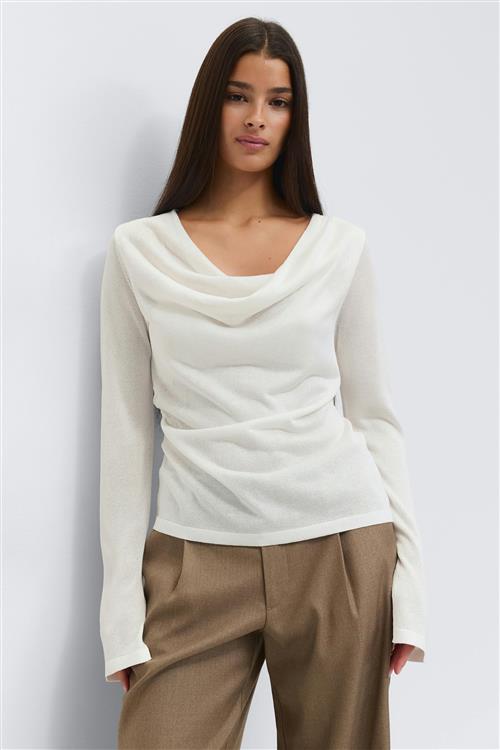 Gina Tricot - Draped knitted top - Langærmede toppe - Hvid - S - Dame