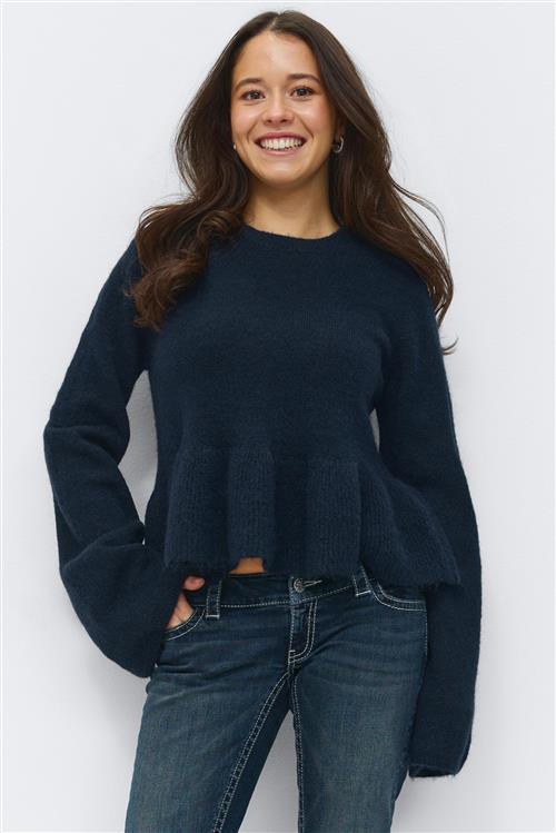 Gina Tricot - 14+ knitted peplum sweater - striktrojer - Blå - M - Dame
