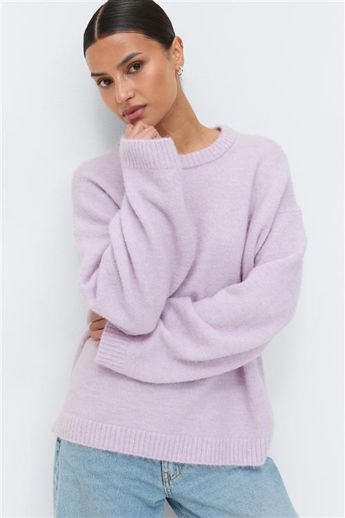 Gina Tricot - Crew neck knitted sweater - Striktrøjer - Lilla - S - Dame