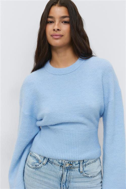Gina Tricot - Wide sleeve knitted sweater - Striktrøjer - Blå - XL - Dame