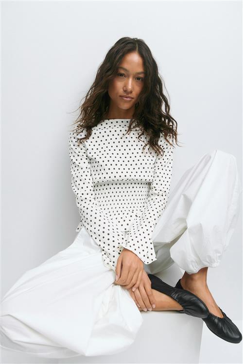 Gina Tricot - Long sleeve smock top - Langærmede toppe - Hvid - L - Dame